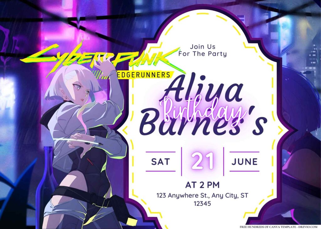 FREE Editable Cyberpunk Edgerunners Birthday Invitation 