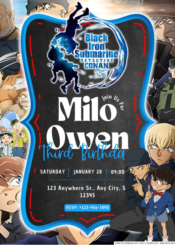 Invitation Template of 18+ Detective Conan Birthday Invitation Templates 14