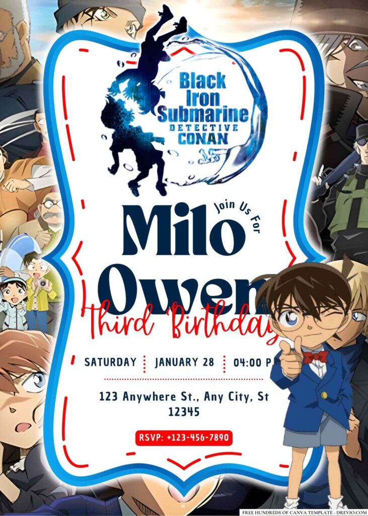 Invitation Template of 18+ Detective Conan Birthday Invitation Templates 16