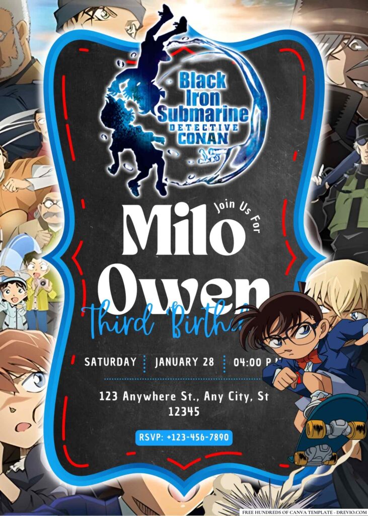 Invitation Template of 18+ Detective Conan Birthday Invitation Templates 2