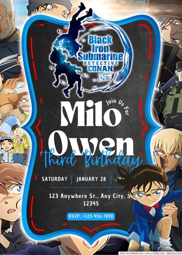 Invitation Template of 18+ Detective Conan Birthday Invitation Templates 6