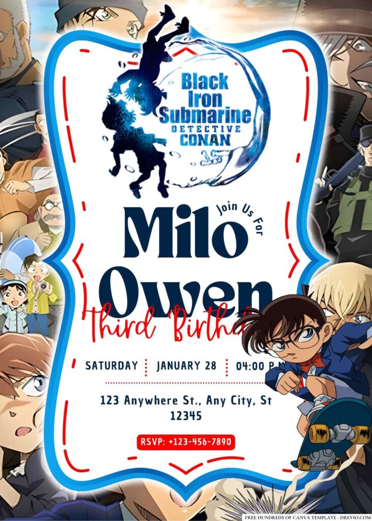 Invitation Template of 18+ Detective Conan Birthday Invitation Templates 18