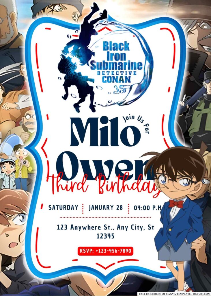 Invitation Template of 18+ Detective Conan Birthday Invitation Templates 8