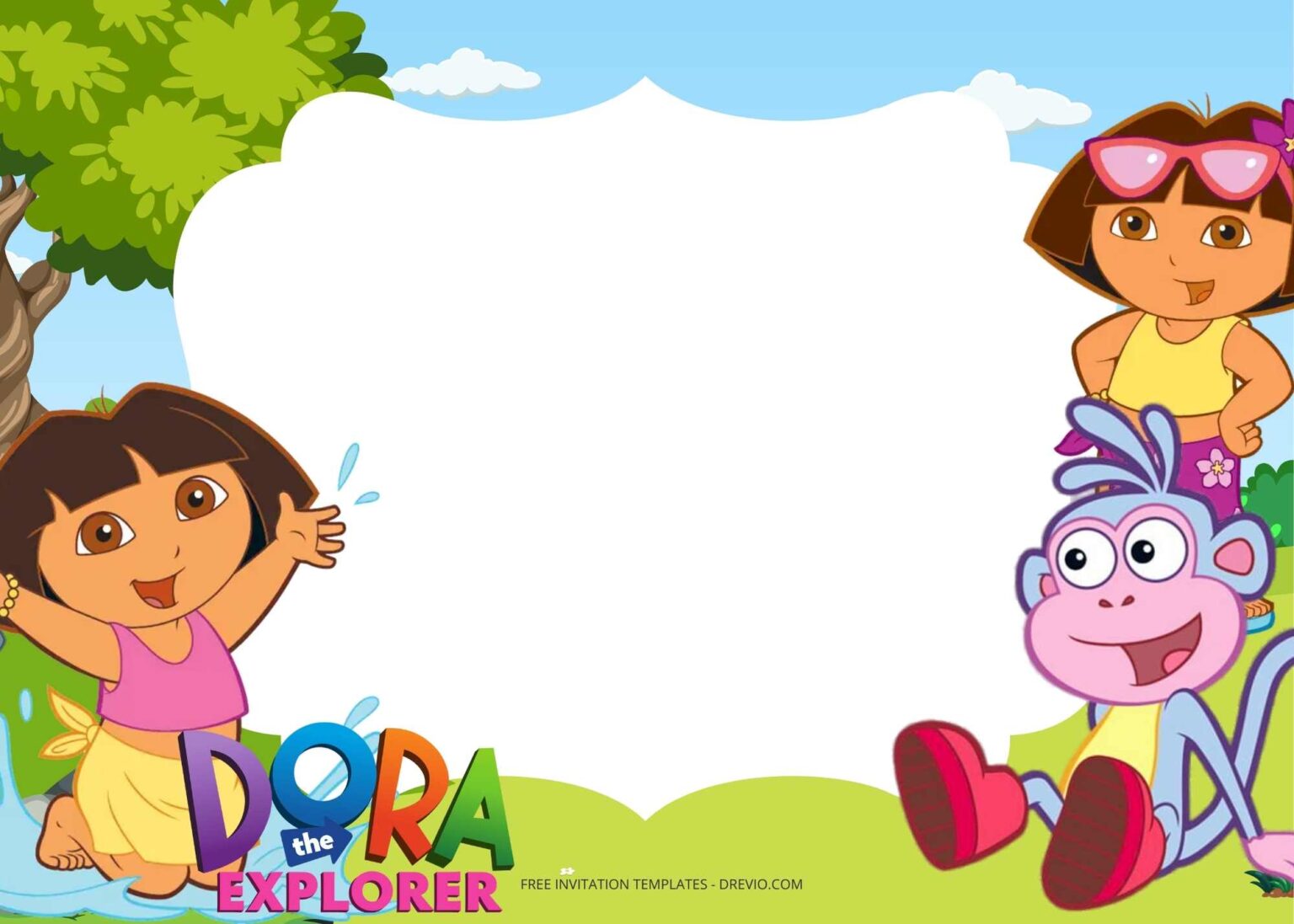 FREE Dora The Explorer Birthday Invitation Templates - Drevio : Free ...