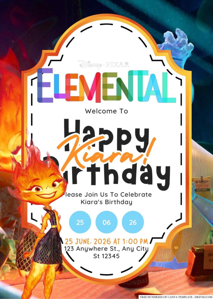 FREE Editable Elemental Birthday Invitation