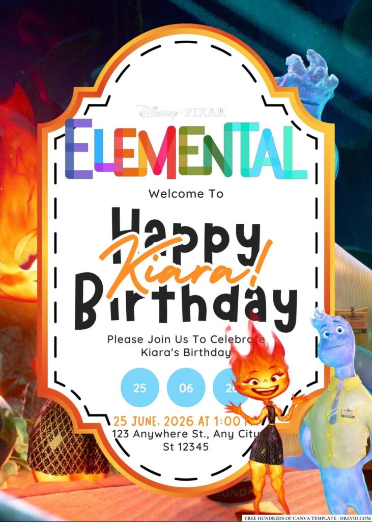 FREE Editable Elemental Birthday Invitation