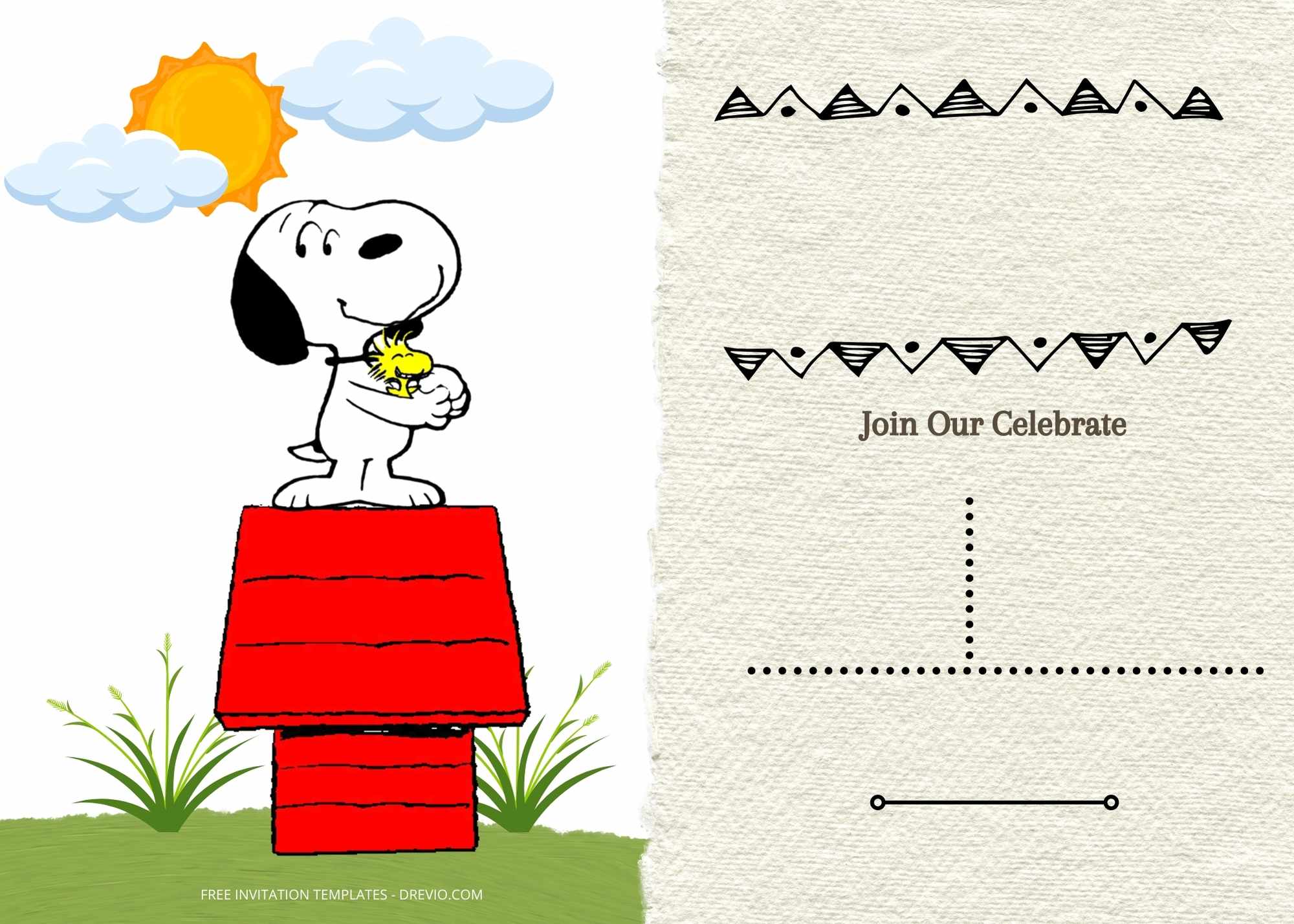 FREE Friendship Power Snoopy Birthday Invitation Templates