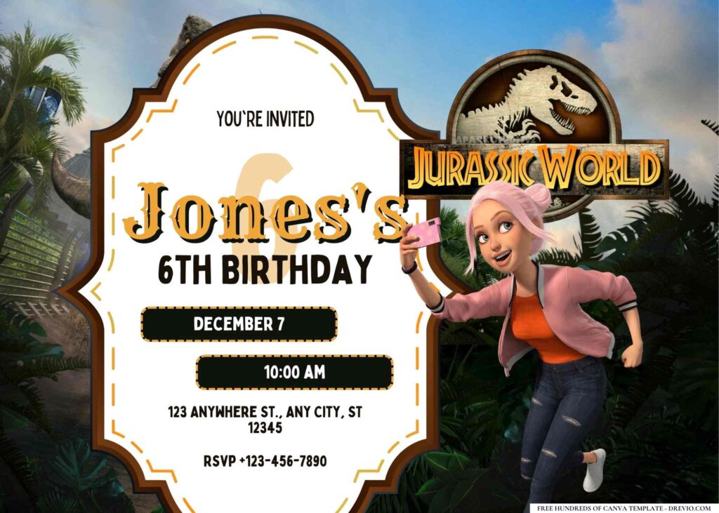 FREE Editable Jurassic World Camp Cretaceous Birthday Invitation