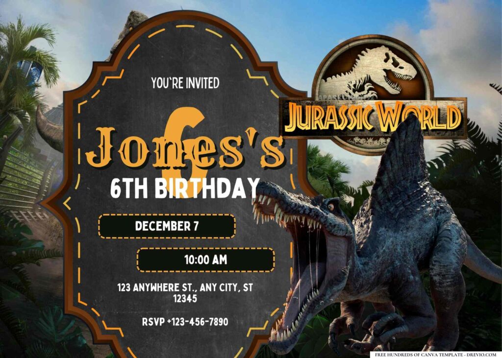 FREE Editable Jurassic World Camp Cretaceous Birthday Invitation