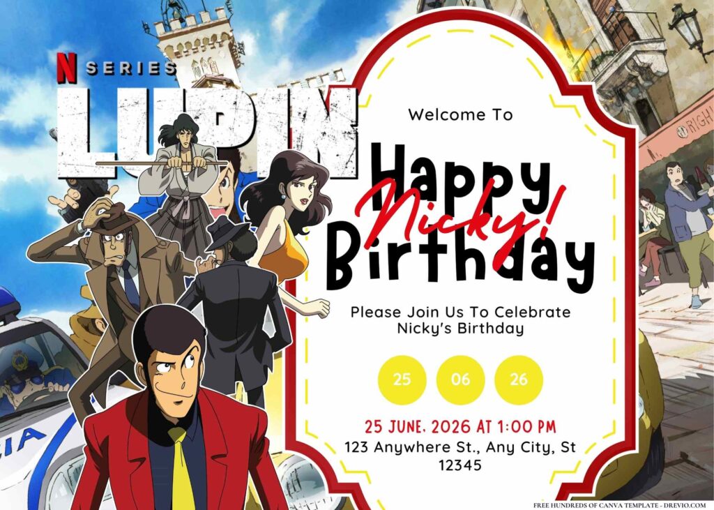 FREE Editable Lupin Birthday Invitation