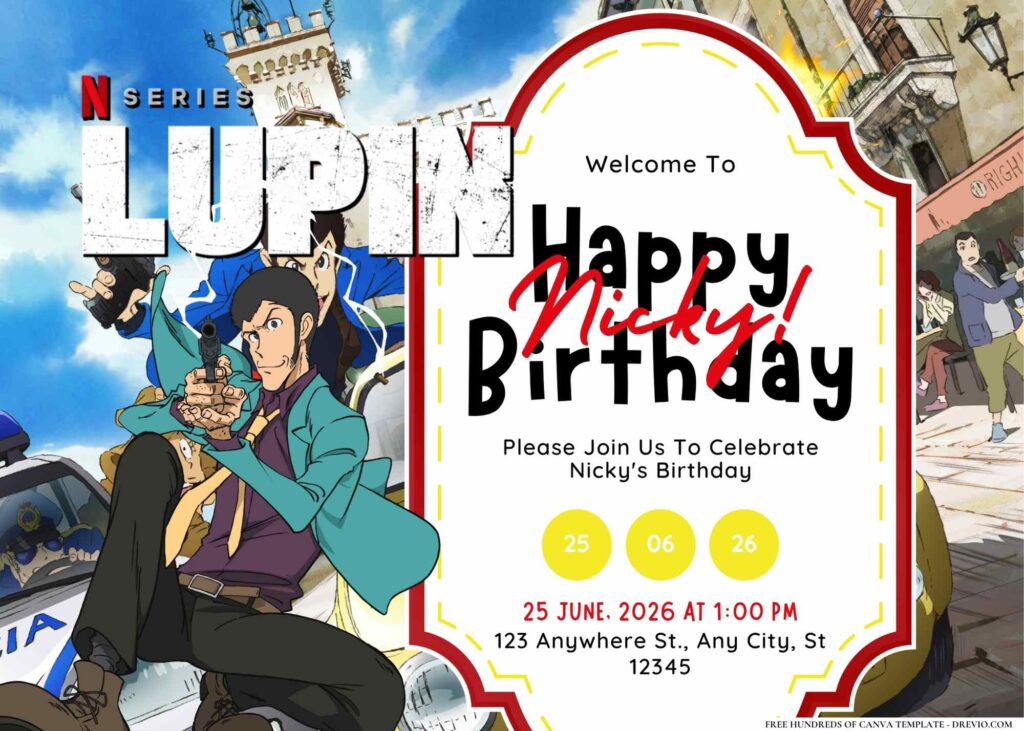 FREE Editable Lupin Birthday Invitation