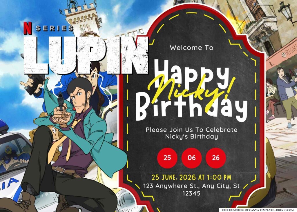 FREE Editable Lupin Birthday Invitation