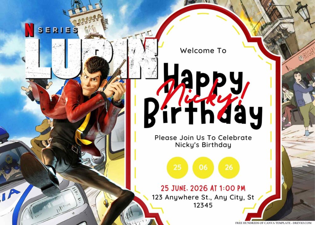 FREE Editable Lupin Birthday Invitation