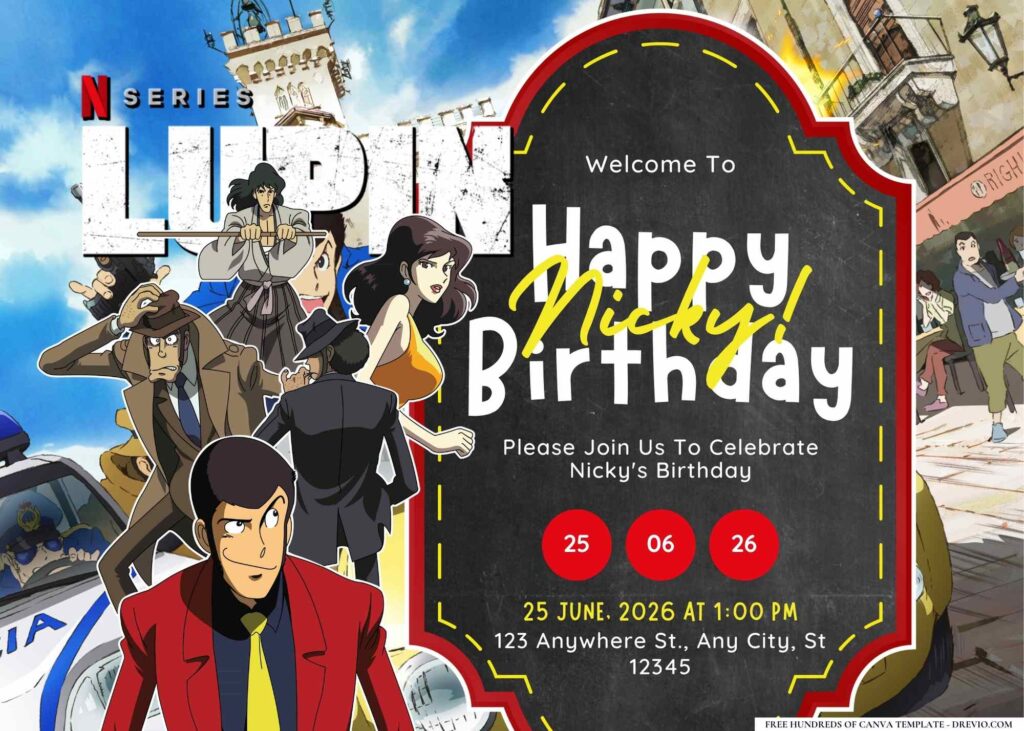 FREE Editable Lupin Birthday Invitation