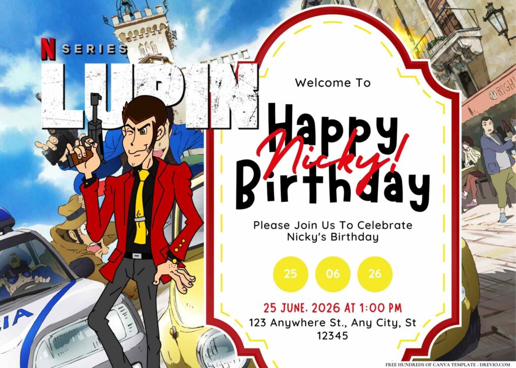 FREE Editable Lupin Birthday Invitation