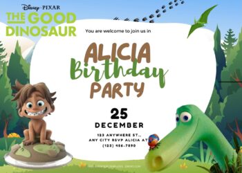 FREE Meet The Good Dinosaur Birthday Invitation Templates