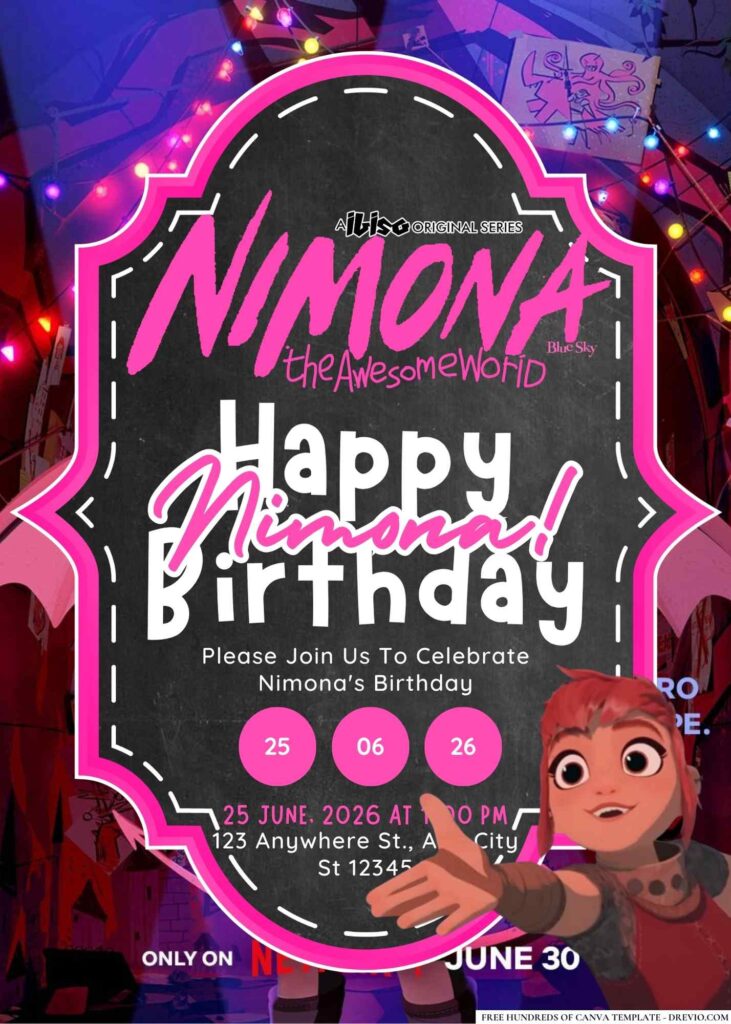 FREE Editable Nimona Birthday Invitation