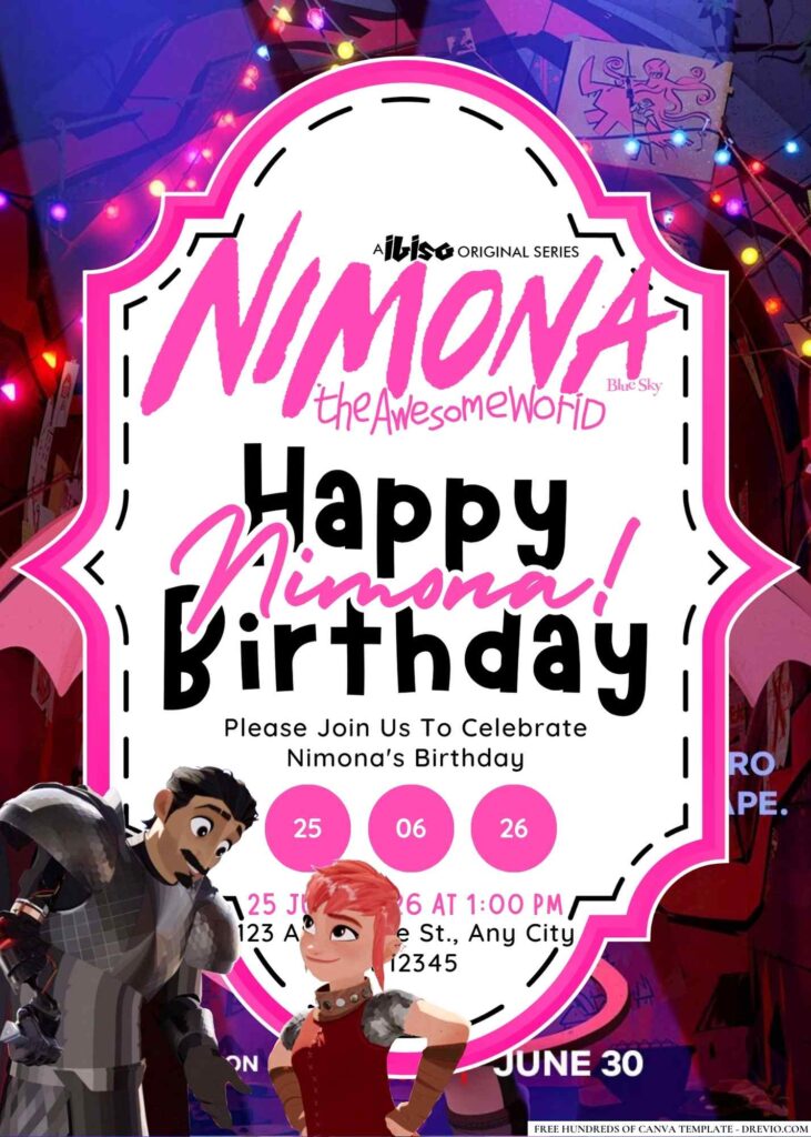 FREE Editable Nimona Birthday Invitation