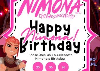 FREE Editable Nimona Birthday Invitation