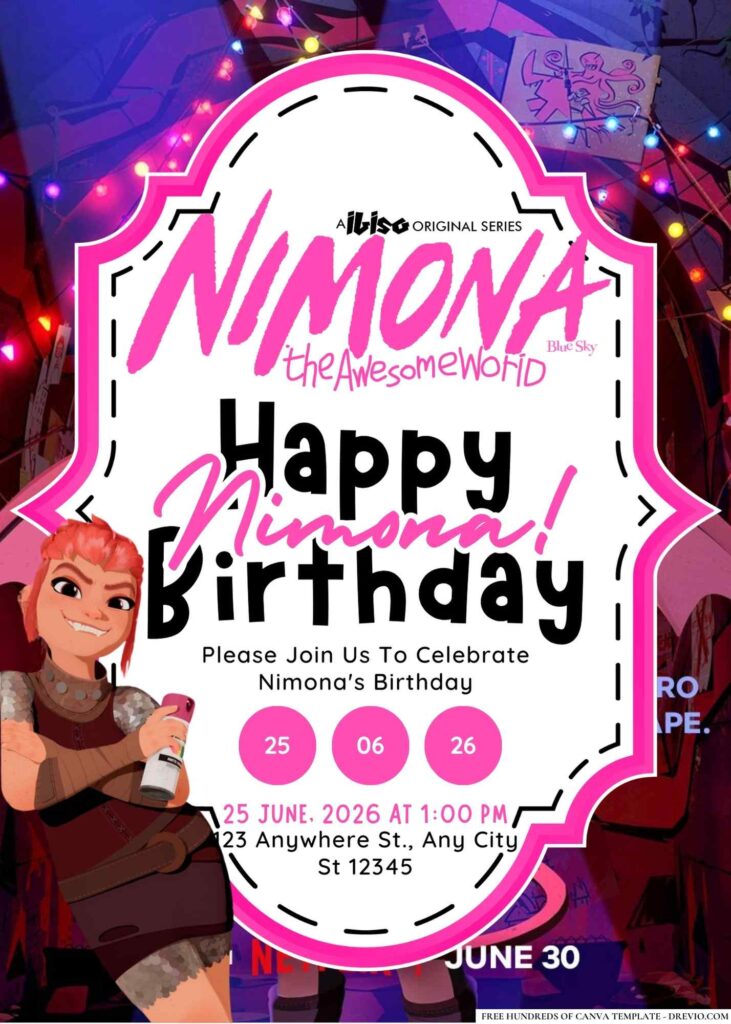 FREE Editable Nimona Birthday Invitation