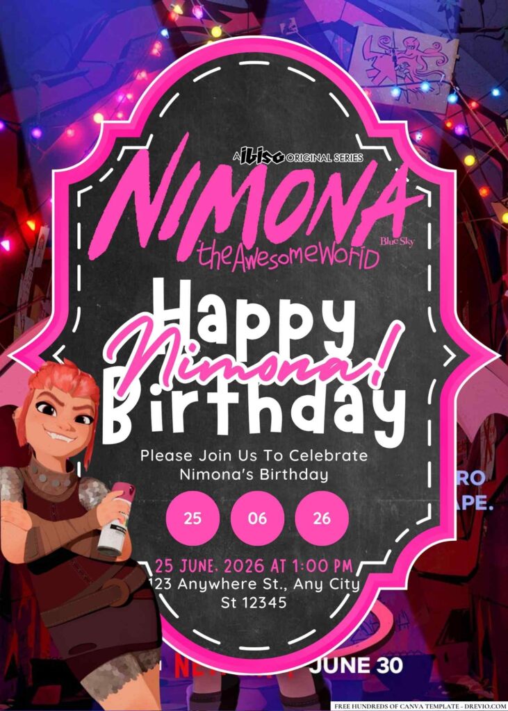 FREE Editable Nimona Birthday Invitation