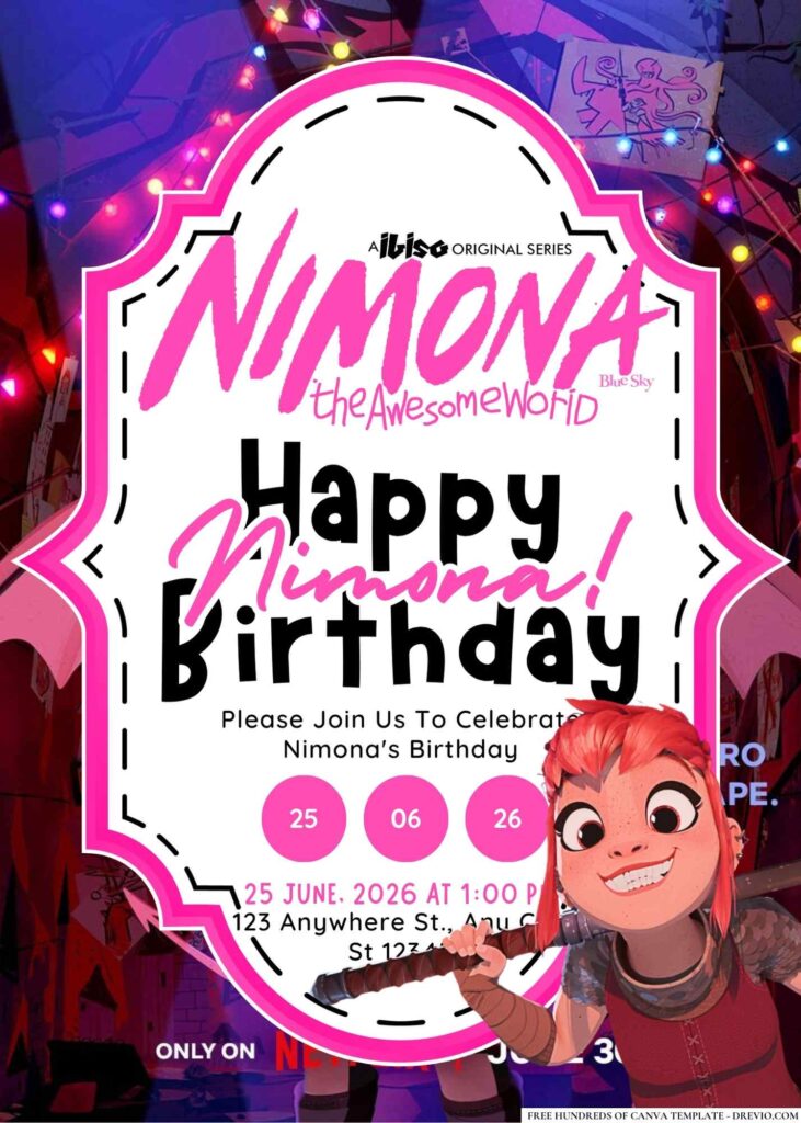 FREE Editable Nimona Birthday Invitation