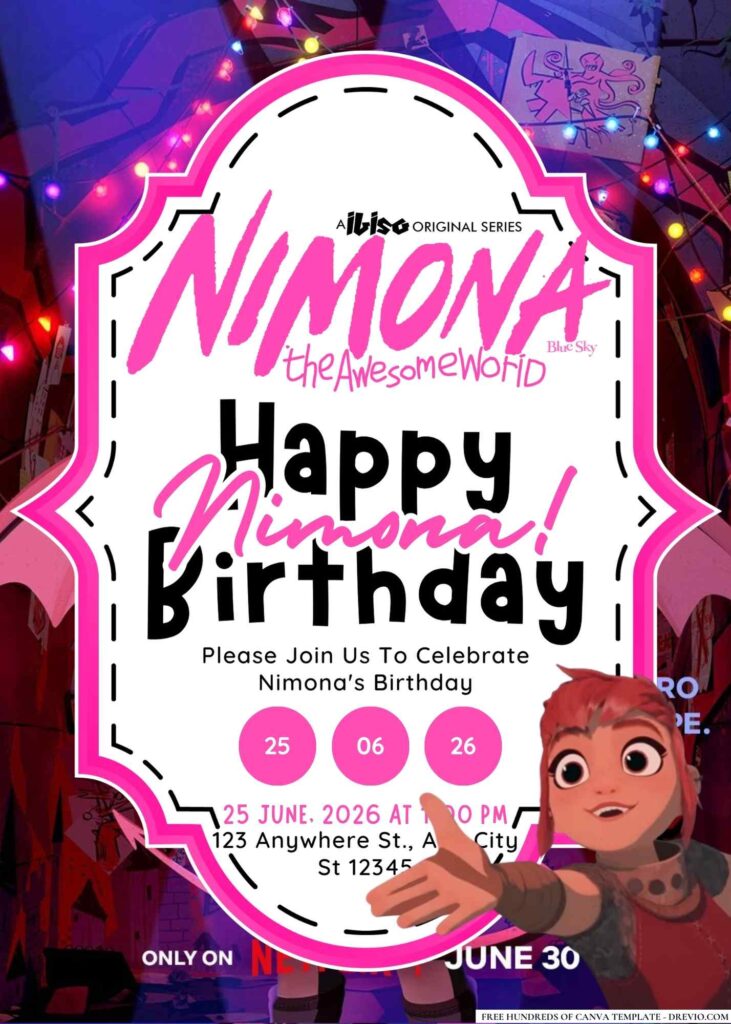 FREE Editable Nimona Birthday Invitation