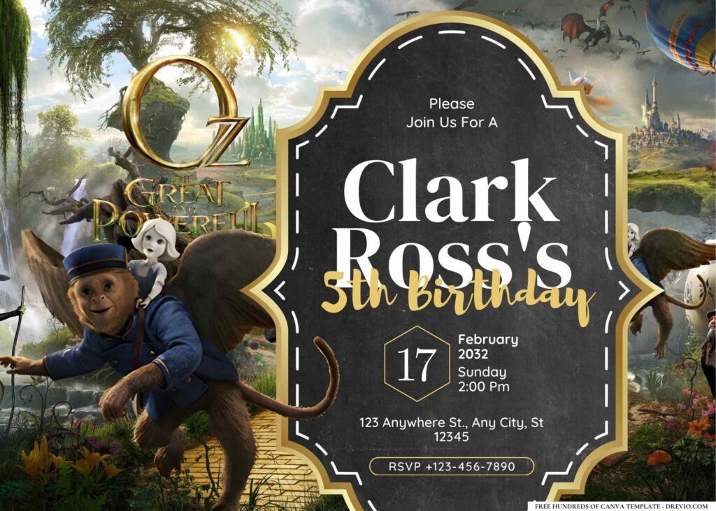 FREE Editable Oz the Great and Powerful Birthday Invitation