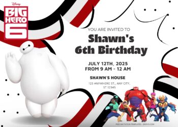 FREE Patriotic Big Hero 6 Birthday Invitation Templates