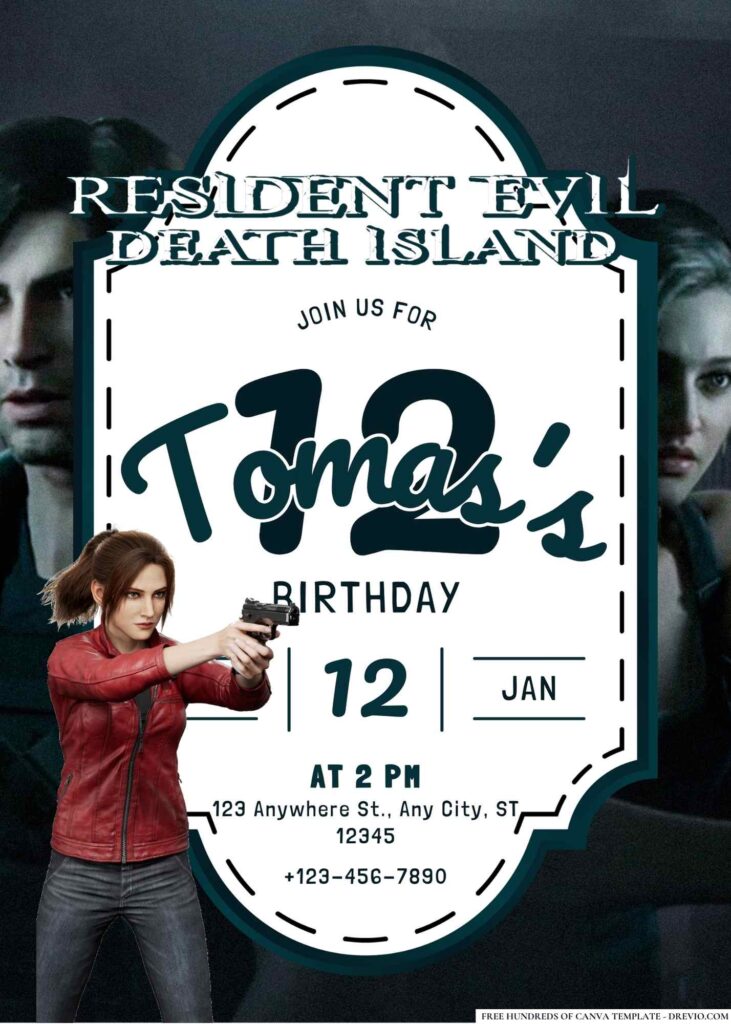 FREE Editable Resident Evil Death: Island Birthday Invitation