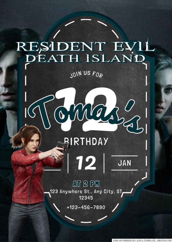 FREE Editable Resident Evil Death: Island Birthday Invitation