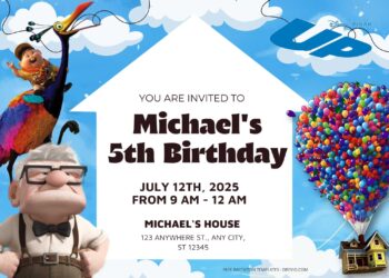 FREE Sky High With UP Birthday Invitation Templates