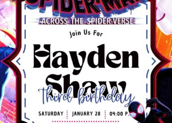 FREE Editable Spider-Man: Across the Spider-Verse Birthday Invitation