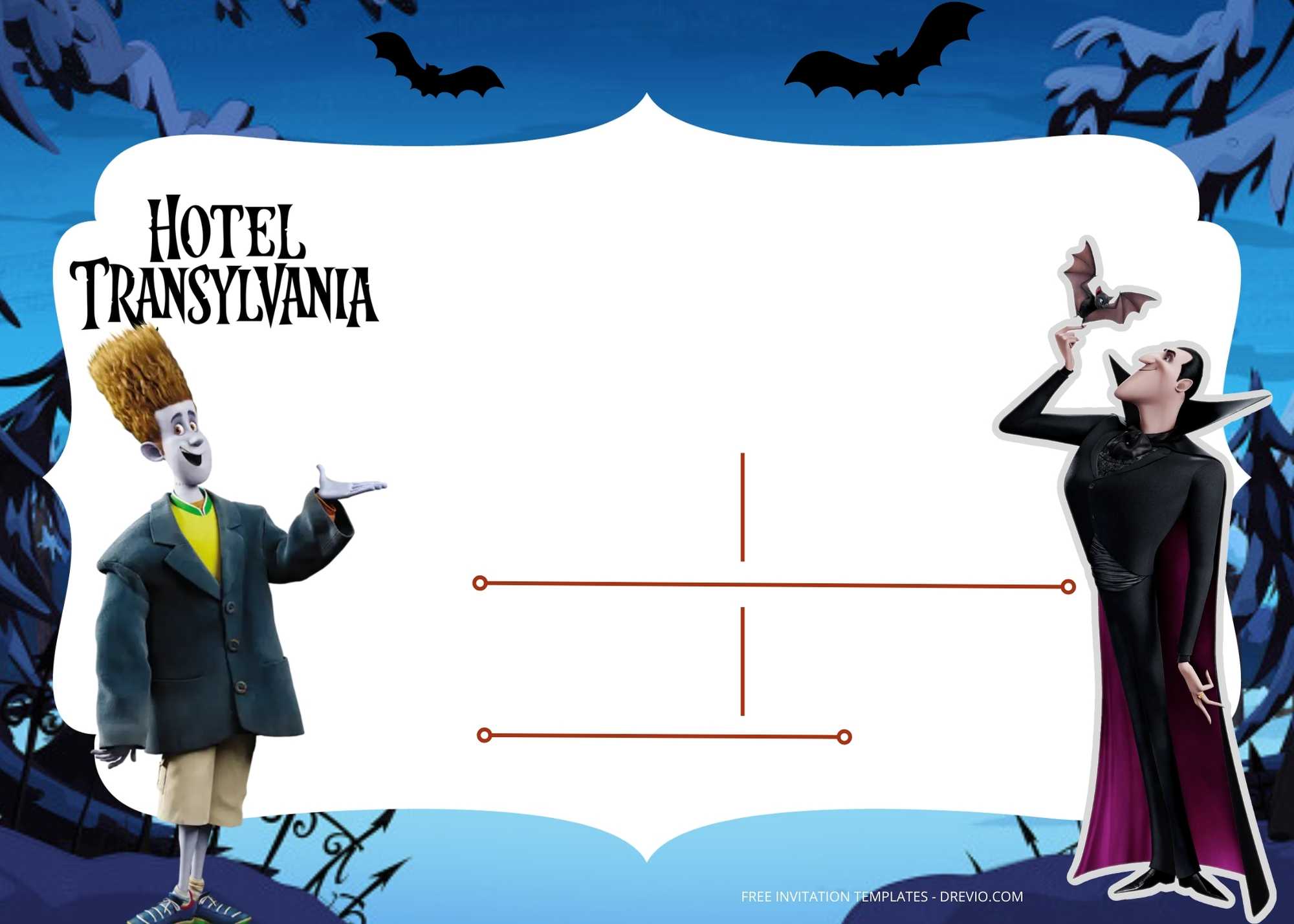 FREE Spooky Hotel Transylvania Birthday Invitation Templates