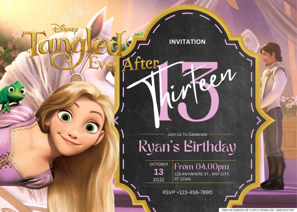 FREE Editable Tangled Ever After Birthday Invitation