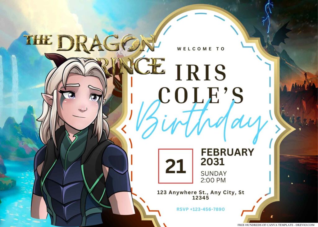 FREE Editable The Dragon Prince Birthday Invitations