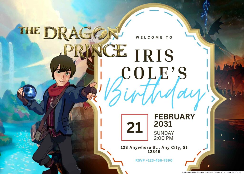 FREE Editable The Dragon Prince Birthday Invitations