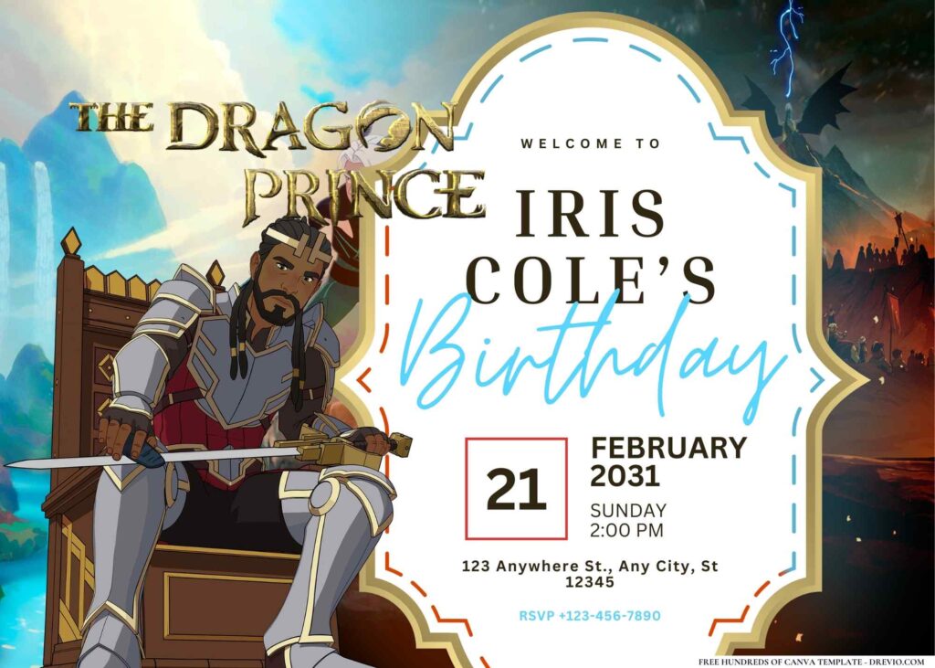 FREE Editable The Dragon Prince Birthday Invitations