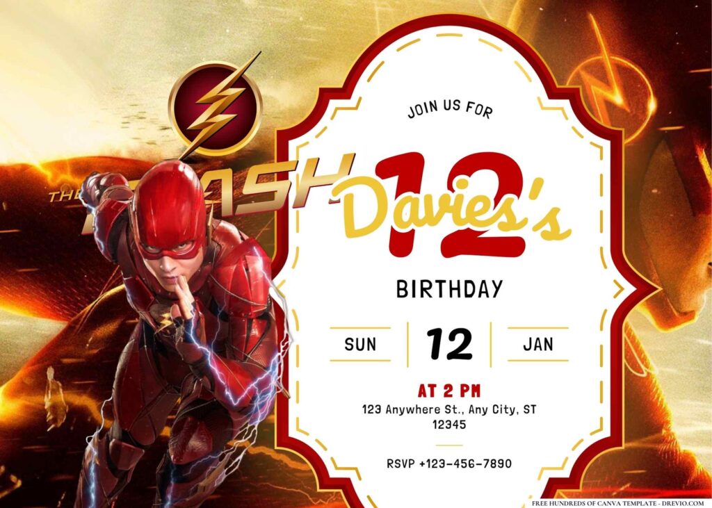 FREE Editable The Flash Birthday Invitation