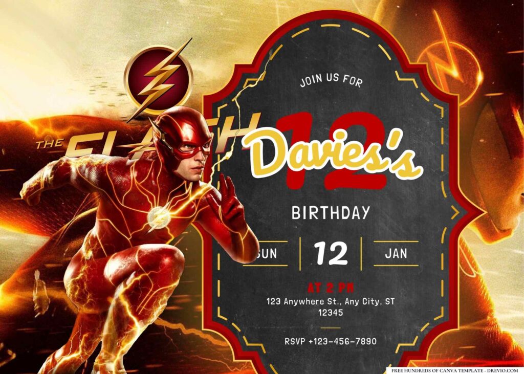 FREE Editable The Flash Birthday Invitation