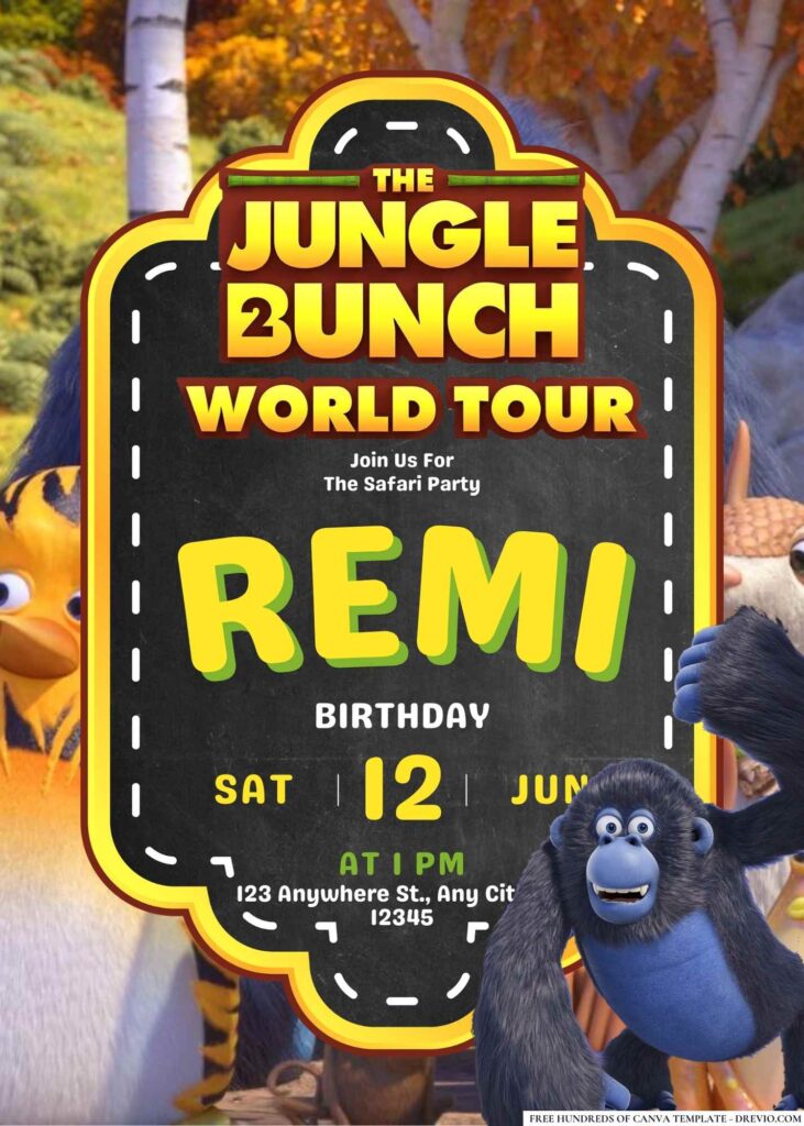 The Jungle Bunch 2 Birthday Invitation