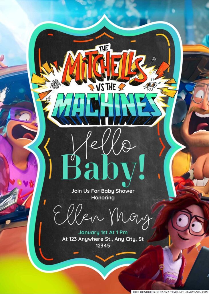 The Mitchells vs. the Machines Baby Shower Invitation