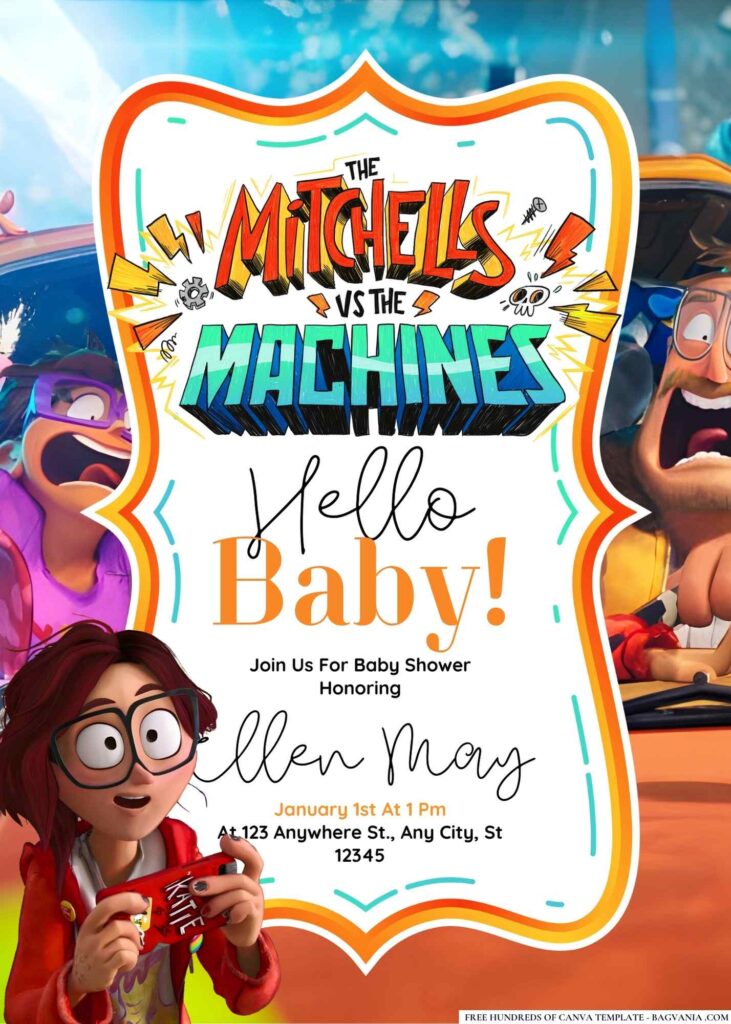 The Mitchells vs. the Machines Baby Shower Invitation