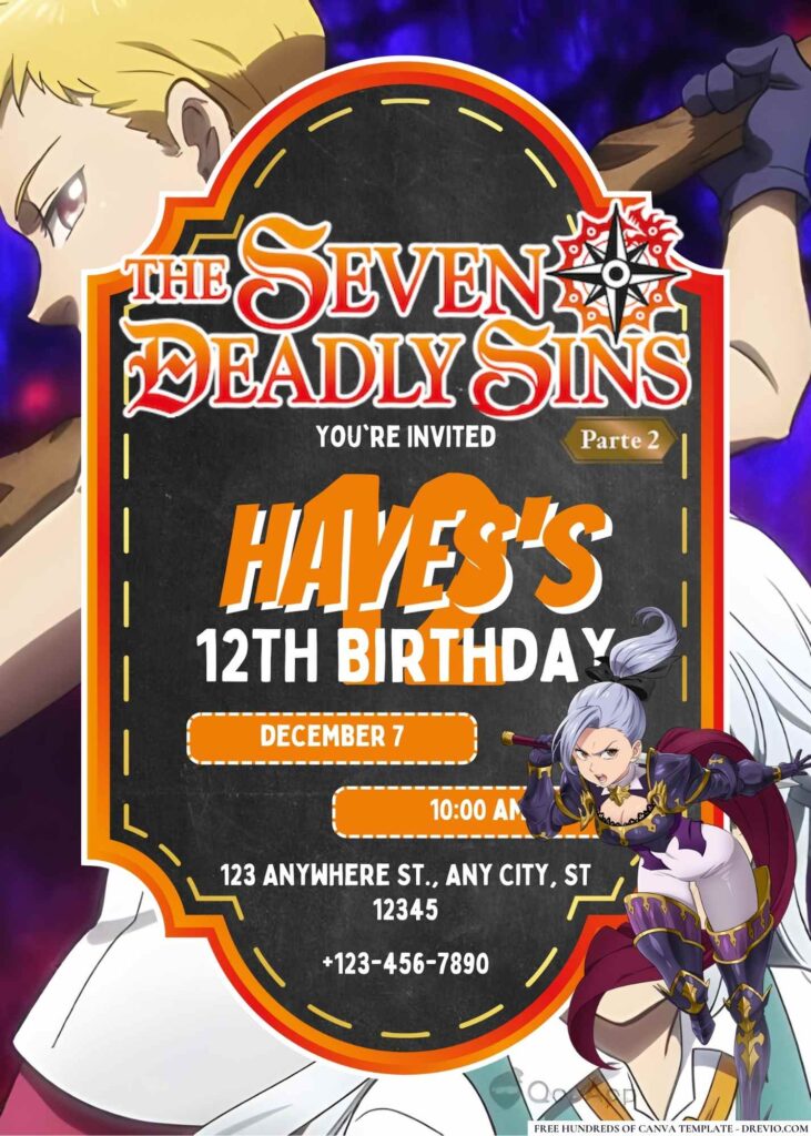 FREE Editable The Seven Deadly Sins Birthday Invitation