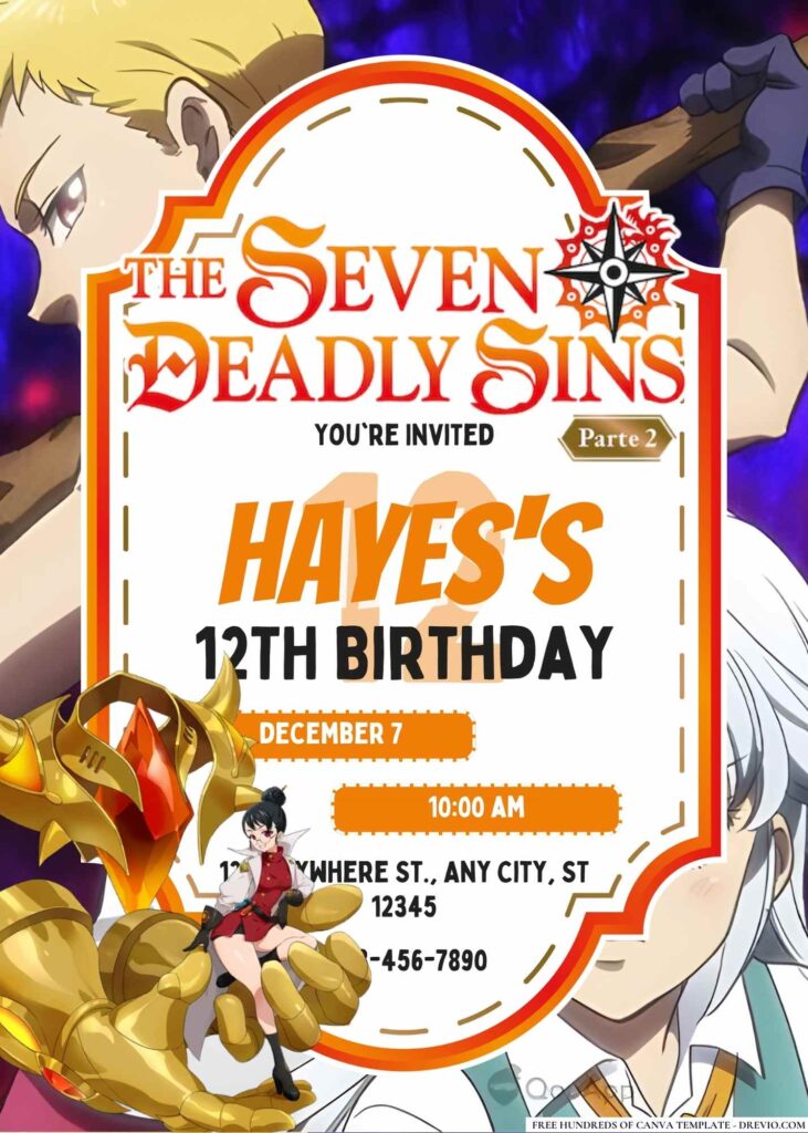 FREE Editable The Seven Deadly Sins Birthday Invitation