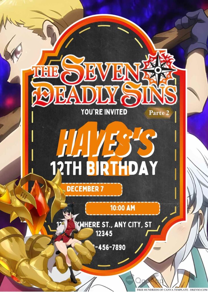 FREE Editable The Seven Deadly Sins Birthday Invitation