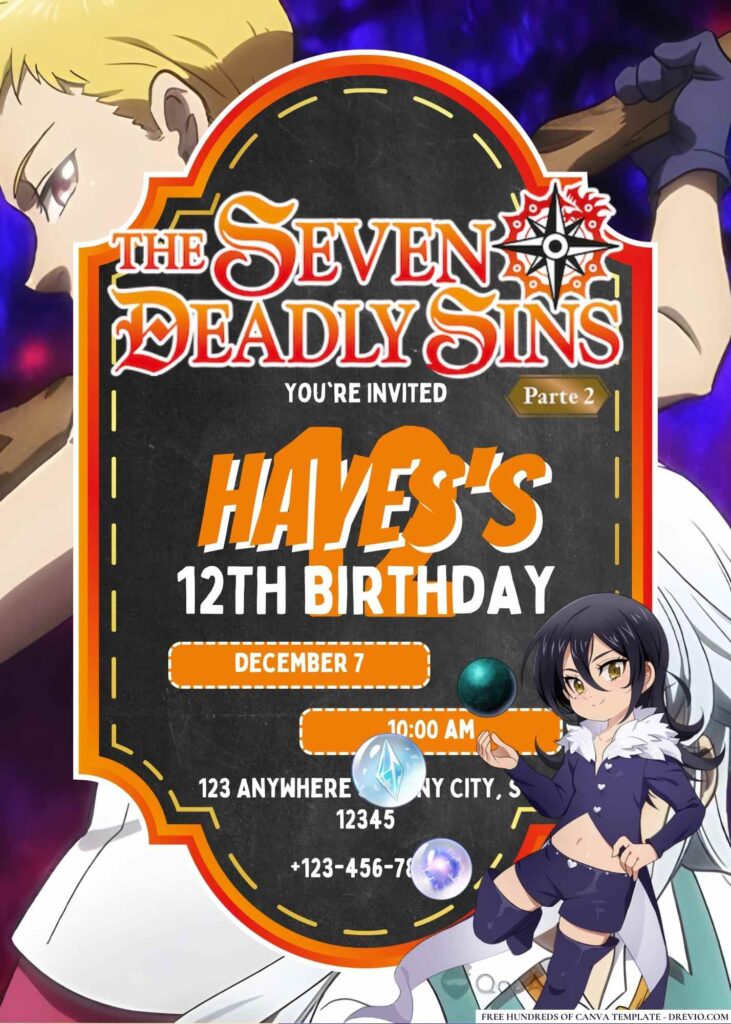 FREE Editable The Seven Deadly Sins Birthday Invitation