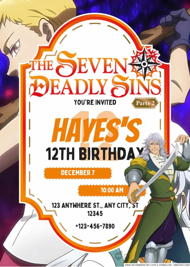 FREE Editable The Seven Deadly Sins Birthday Invitation