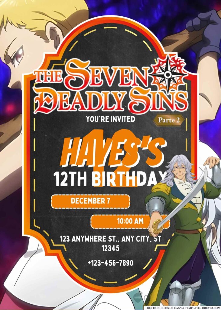 FREE Editable The Seven Deadly Sins Birthday Invitation