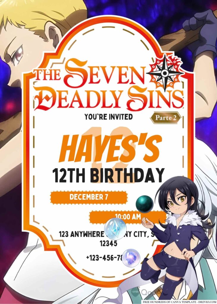 FREE Editable The Seven Deadly Sins Birthday Invitation